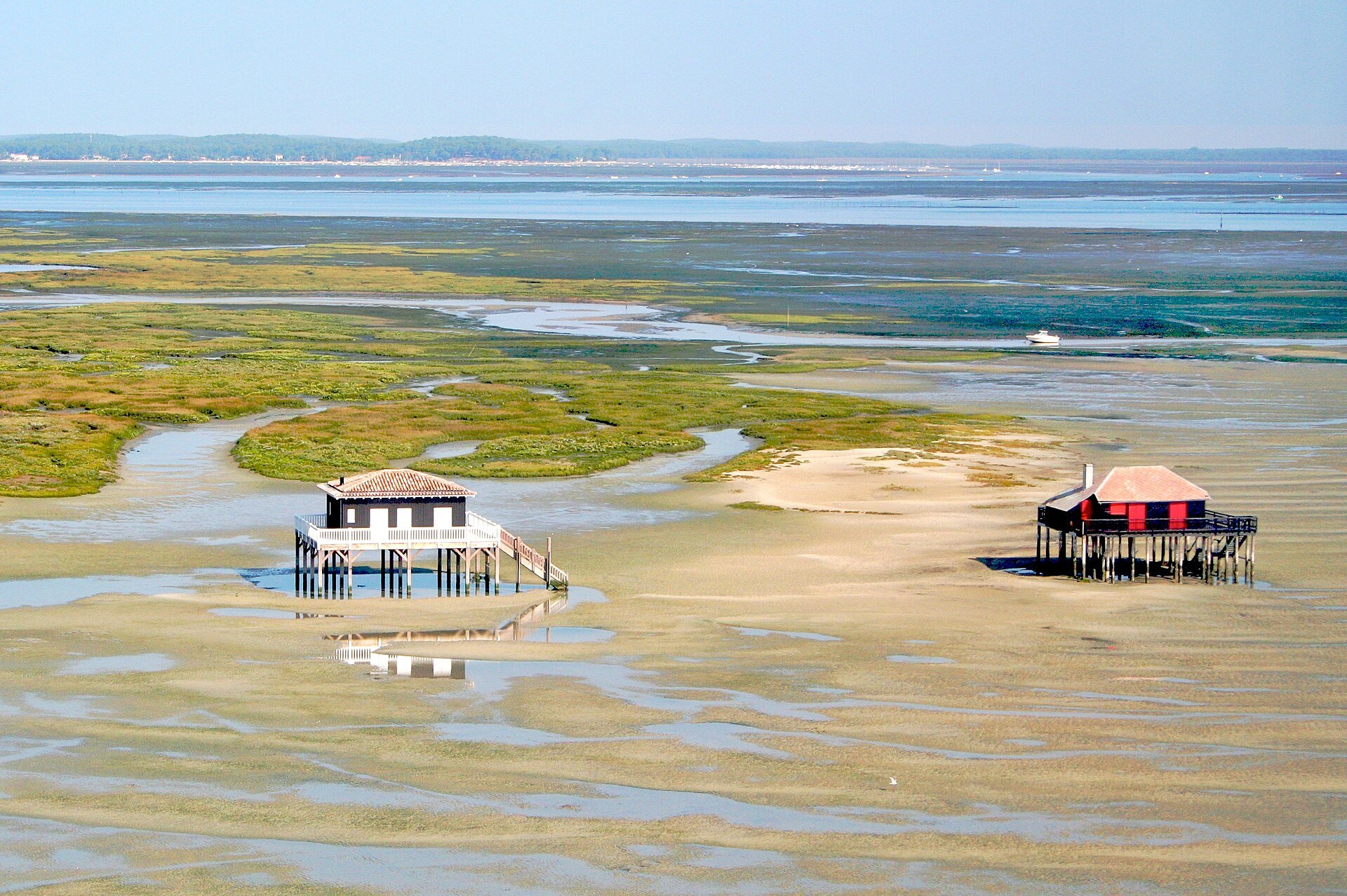 The stilt cabins on the bay